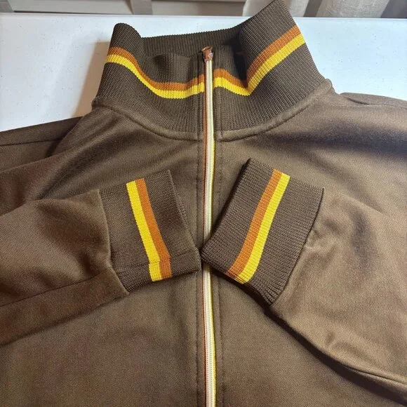 Vintage Mossimo Brown Yellow Zip Up 70's Show Look Jacket Zip Up Sz L Unisex - Picture 8 of 14